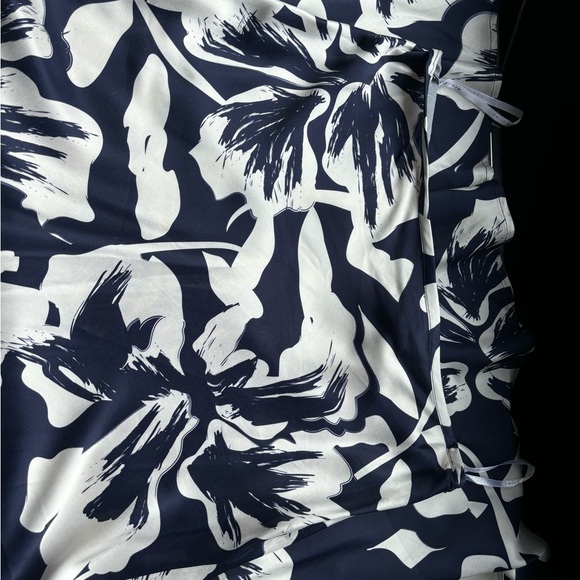 Blue and White A-Line Maxi Skirt with Wrap Style - Picture 4 of 4